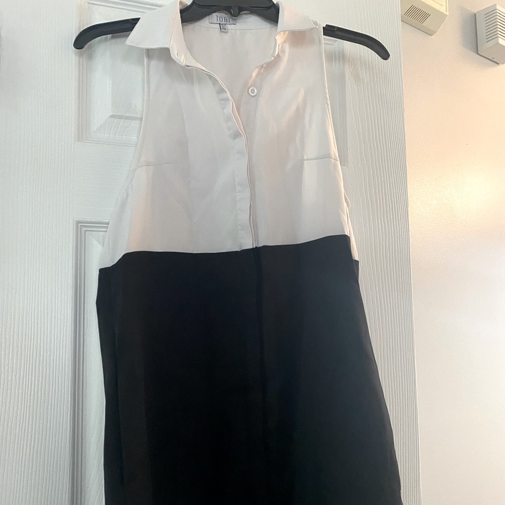 TOBI white and black collared dress